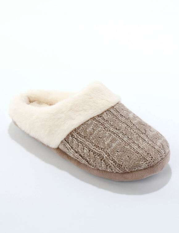 Chaussons mules tricot (beige) Chaussons mules tricot (beige)